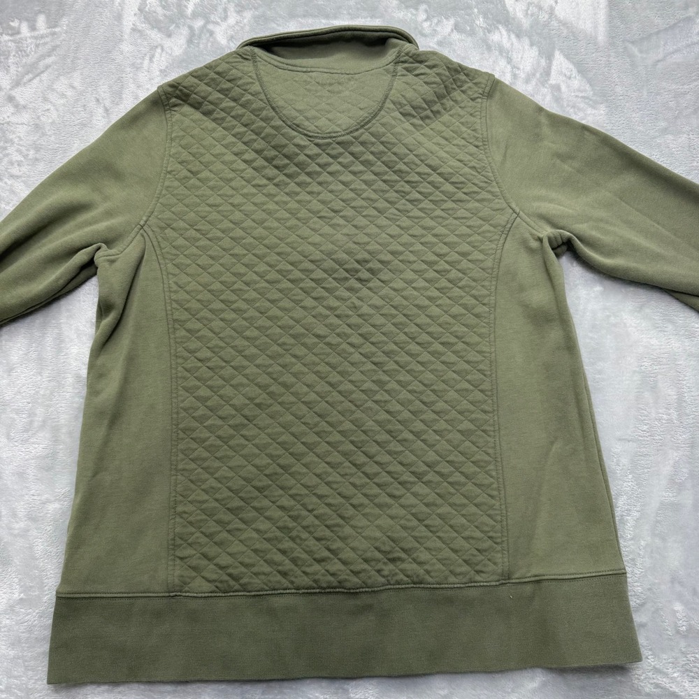 LL Bean Pullover Women Large Green Quilted Quarter Zip Sweatshirt 502745 Outdoor - Picture 2 of 12